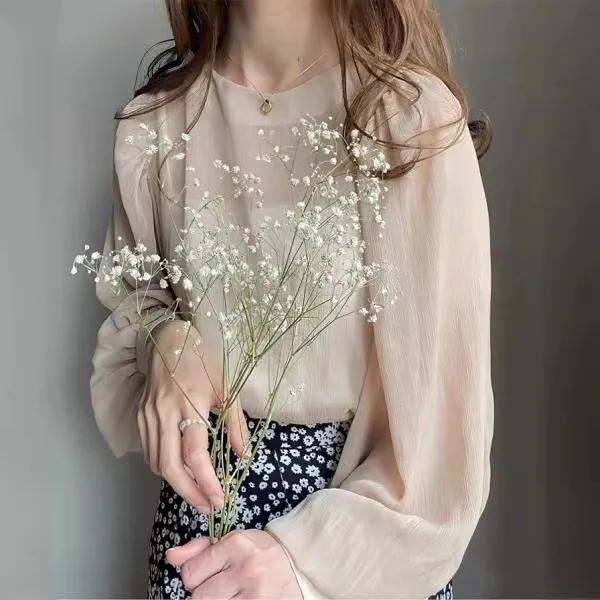 シフォン  ブラウス  クルーネック  インナー  日本風