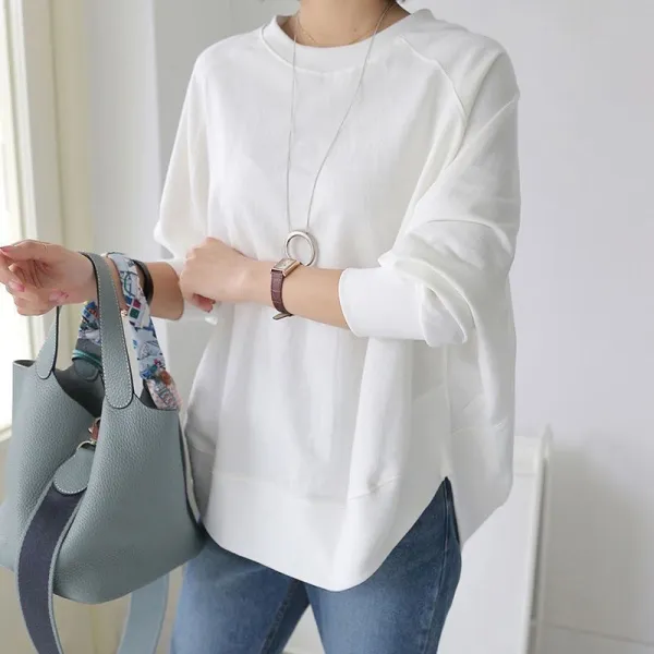 パーカー  長袖  クルーネック  スリット  秋  通勤/OL  デザイン  気質  レイジー風  インナー  新作  レディース