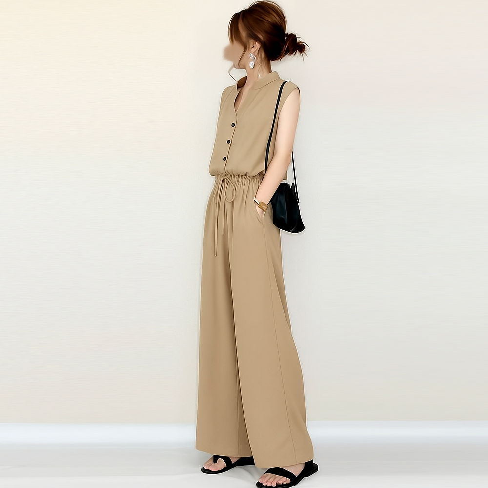 ベージュ/トップス+ベージュ/パンツ/2点セット