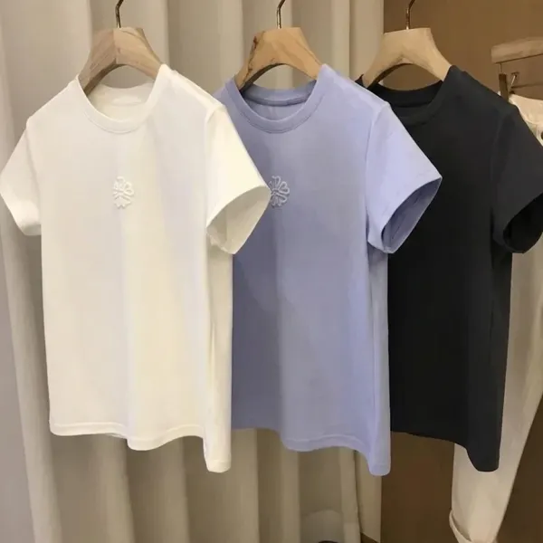 新作 レディース 立体ハート＆雪柄 凹凸デザイン 半袖Tシャツ 可愛い クルーネックトップス