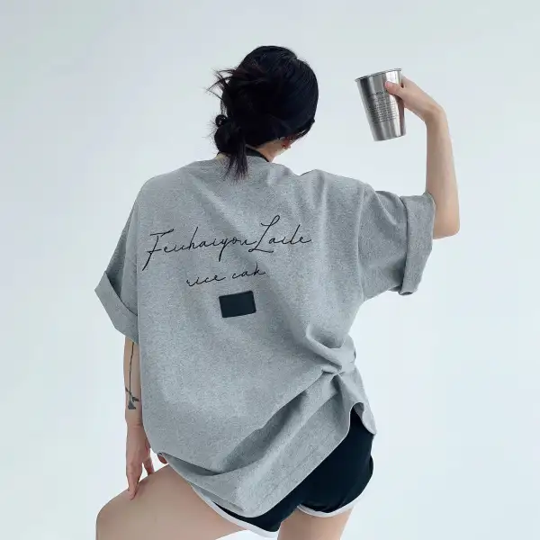 夏用高級刺繍コットン半袖Tシャツ