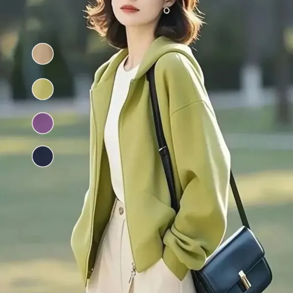 【全4色】パーカーカーディガン無地フード付き｜ゆったり大人