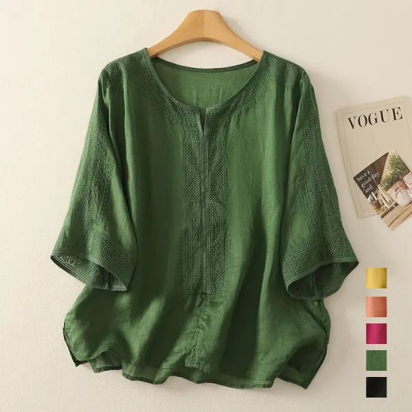 【全5色】Tシャツ七分袖刺繍 | 人気新作