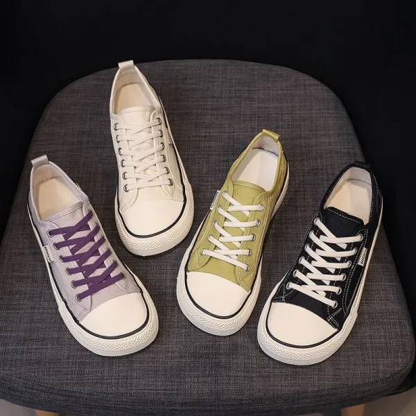 大人のお洒落をキャッチ!厚底プラットフォーム編み上げ帆布丸トゥスニーカー
