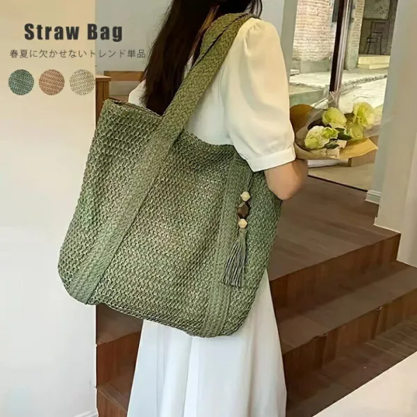かごバッグ トート バッグ 草編み 鞄 かばん トートバッグ ショルダー 織りトートバッグ 草編みバッグ ストローバッグ ビーチバッグ 裏地あり 大容量 軽量 肩掛け 外出 花見 旅行 海辺 夏バッグ 2WAY オシャレ きれいめ 可愛い 大人可愛い カジュアル