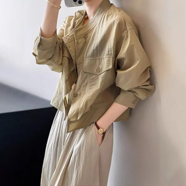 着回し力抜群 ラウンドネック 無地 体型をカバー 長袖 平日 カジュアル