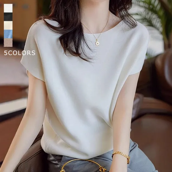 【全5色】Tシャツ無地オフショルダーノースリーブドルマンスリーブ | ファッション感満々