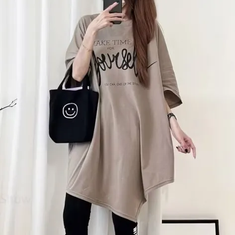【全3色】Tシャツラウンドネック半袖｜ゆったり可愛い体型カバー