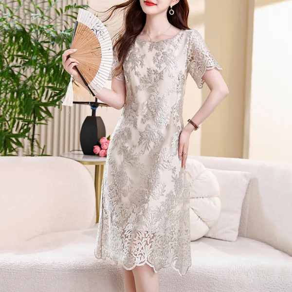 高級感あふれる 上品ラウンドネックワンピース クラシック定番モデル