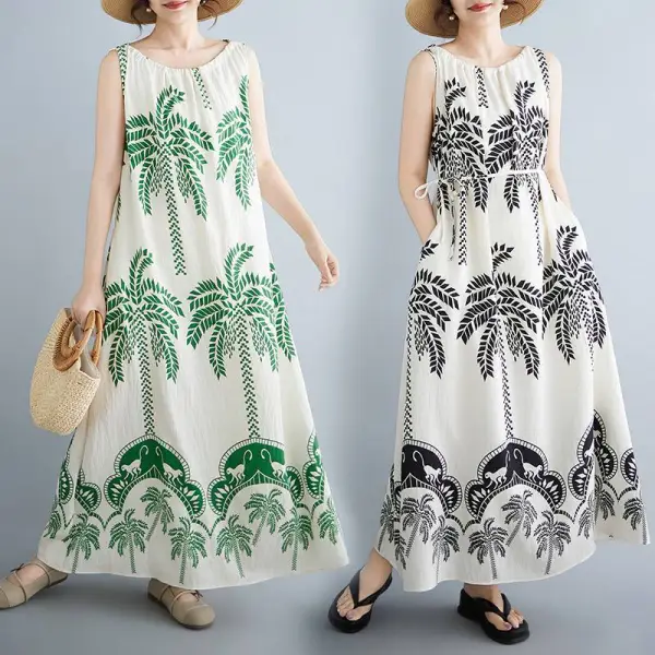 ワンピース  プリント  プリントワンピース  ロング  夏服  気質  リゾートスタイル  新作  レディース  大きめサイズ