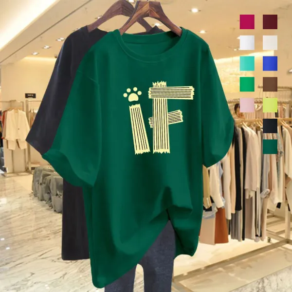 【全13色】Ｔシャツアルファベットラウンドネック半袖｜ファッション感満々