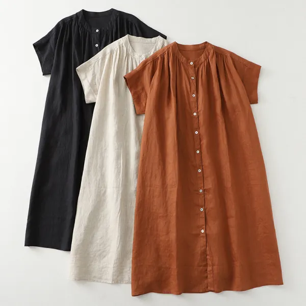 ワンピース  ギャザー  半袖  ゆったり  ロング  膝下丈  夏服  普通  着心地良い  日本風
