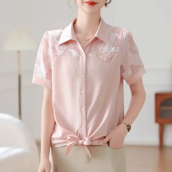 シャツ  シンプル  シフォン  プリント  半袖  夏服  気質