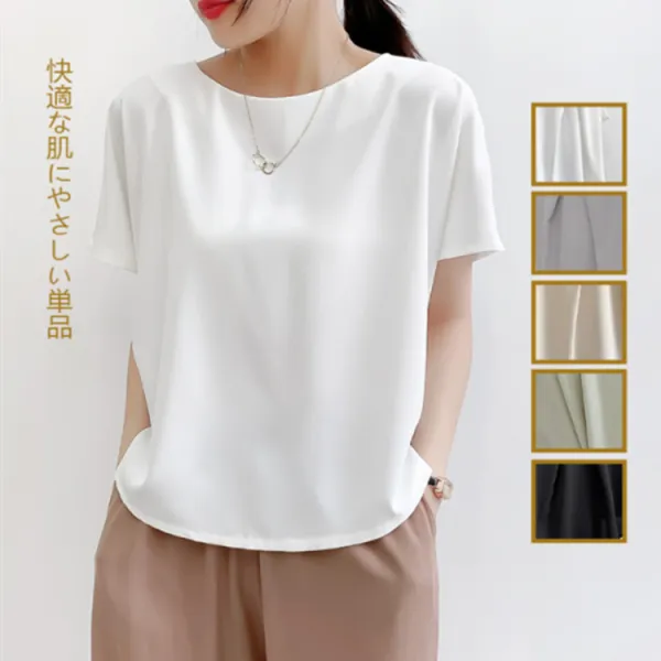 【全5色】 Tシャツ半袖無地ラウンドネック | 気質アップ