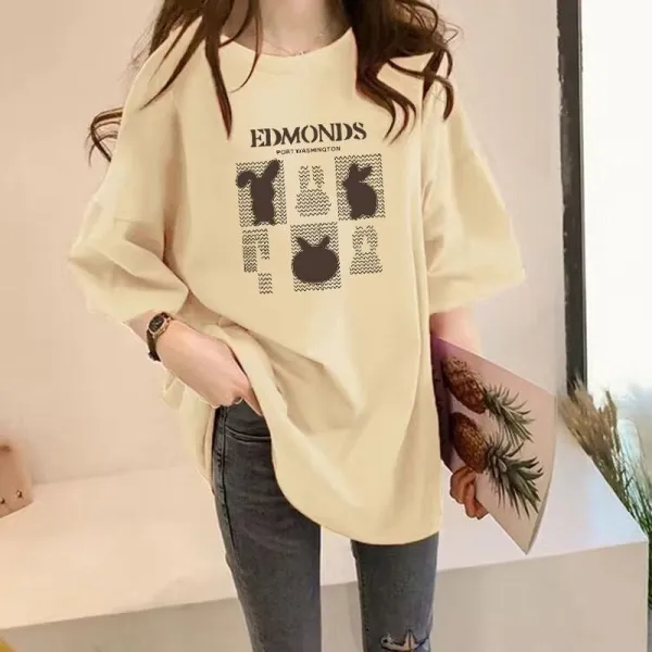 【全7色】Tシャツラウンドネック半袖｜ゆったり可愛い