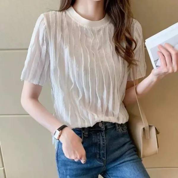 【全3色】Tシャツ半袖タッセル無地ラウンドネック | 一番安い新作