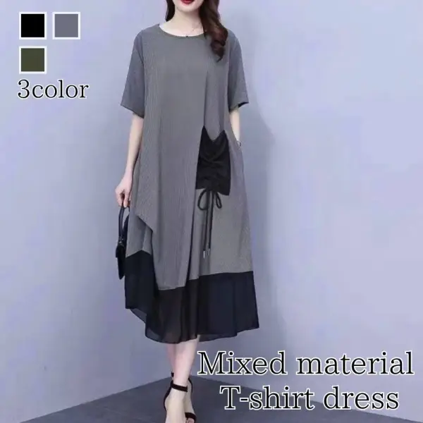 大人上品 着痩せ Aライン ワンピース レディース 体型カバー ゆったり 膝丈 苦しくない 涼しい 夏服 30代 40代 50代 きれいめ