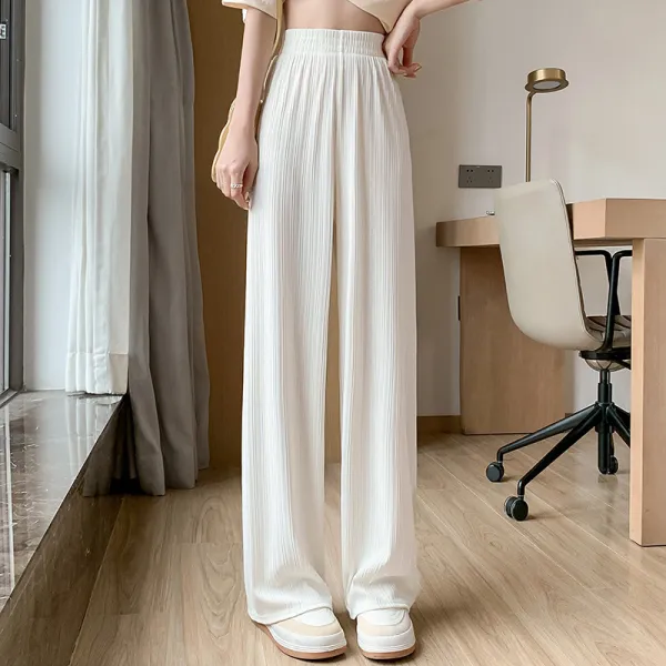 【9999円達成でGET！】パンツ ワイドパンツ レディース アイスシルク ストレッチ  春秋 ズボン 美脚 女性 リラックス 痩せ効果 垂れ感 運動可能