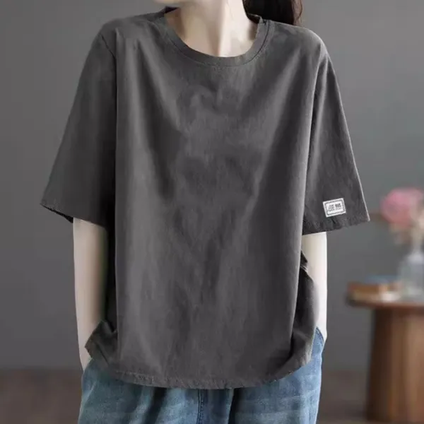流行の予感最安挑戦無地五分袖シンプルカジュアル春夏レディースTシャツ