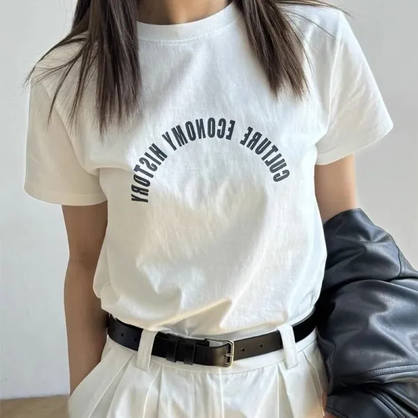 Ｔシャツラウンドネックアルファベット半袖 | 見逃し厳禁