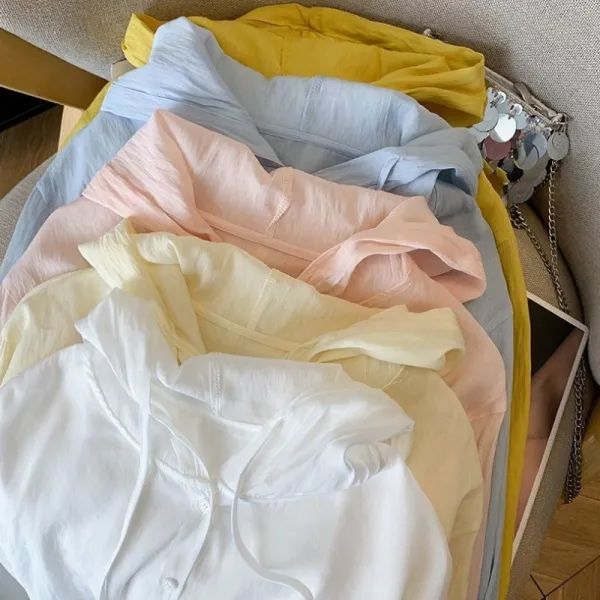 【全5色】日焼け止め服カーディガン無地 フード付き｜ゆったり