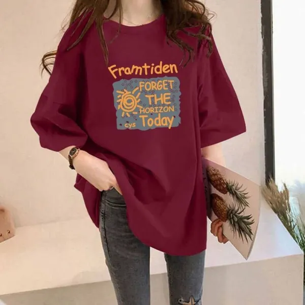 【全7色】Tシャツ半袖アルファベットラウンドネック ｜ゆったり