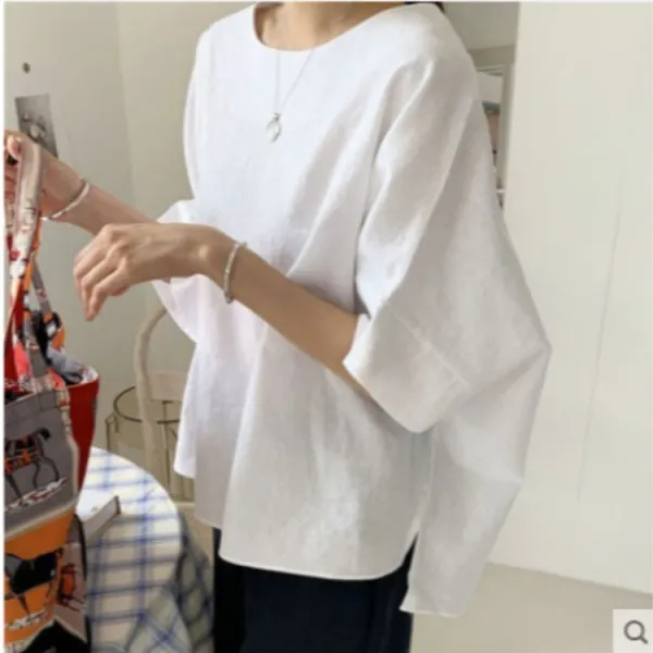可愛いデザイン 無地 2色入りラウンドネックドルマンスリーブ レディース Ｔシャツ