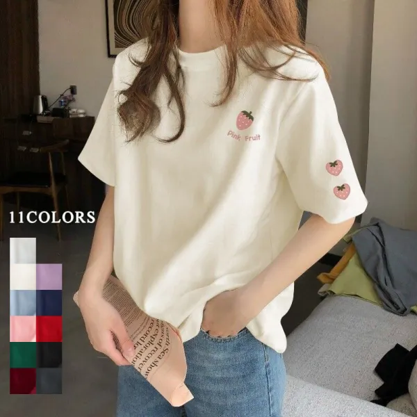 【全11色】Tシャツ半袖ラウンドネックプリントプルオーバー | 今だけ超お得