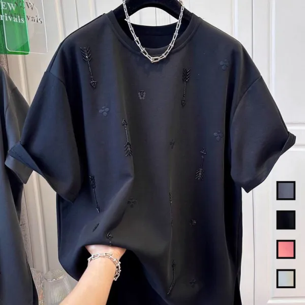【全4色】Ｔシャツプリントラウンドネック半袖｜着回し力抜群