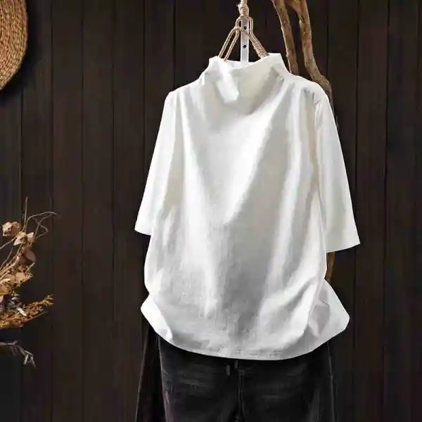 「着回しのコツ」着痩せ効果無地五分袖プルオーバーハーフネックTシャツ