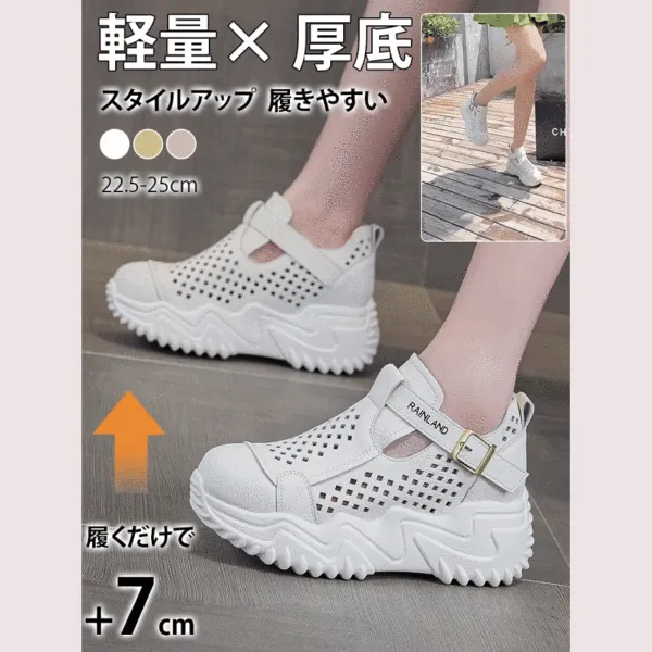 無地 PU フラットヒール 滑りとめ 丸トゥ カジュアル ストラップ 透かし彫り サンダル