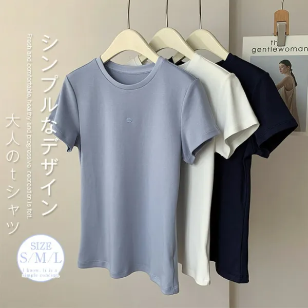 tシャツ クルーネック レディース 半袖  無地 Tシャツ カットソー プルオーバー トップス  定番tシャツ 半袖Tシャツ 着回し 通勤 通学 仕事 日常 ディリー 外出 フェミニン コーデ お出かけ 普段着 着瘦せ   