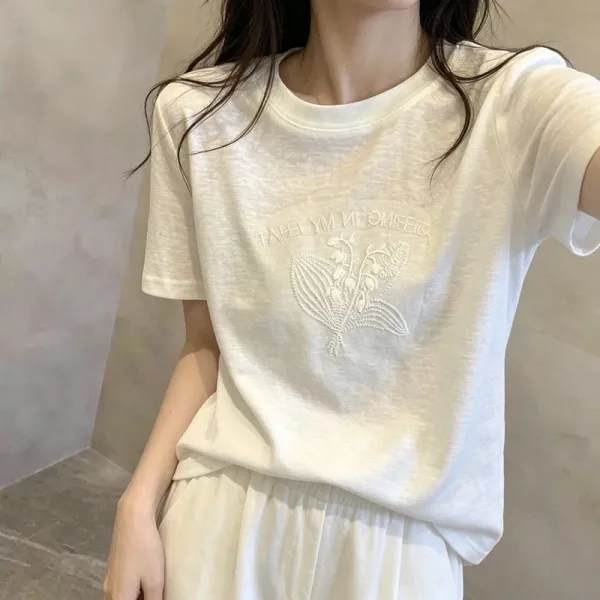 Tシャツプルオーバー刺繍半袖 | 人気新作