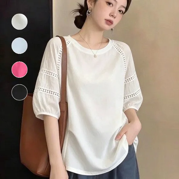 【全4色】Tシャツ無地半袖ラウンドネック｜ゆったり可愛い
