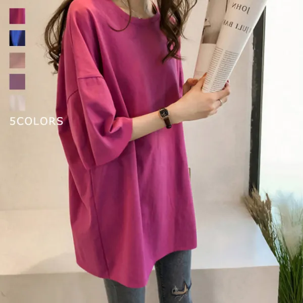【全5色】Tシャツ無地ラウンドネックプルオーバー | 定番シンプル