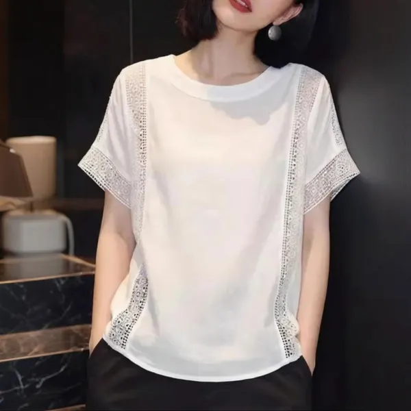 新品殺到 無地 ノーマルスリーブ 半袖 切り替え カットワーク ストリート系 Tシャツ
