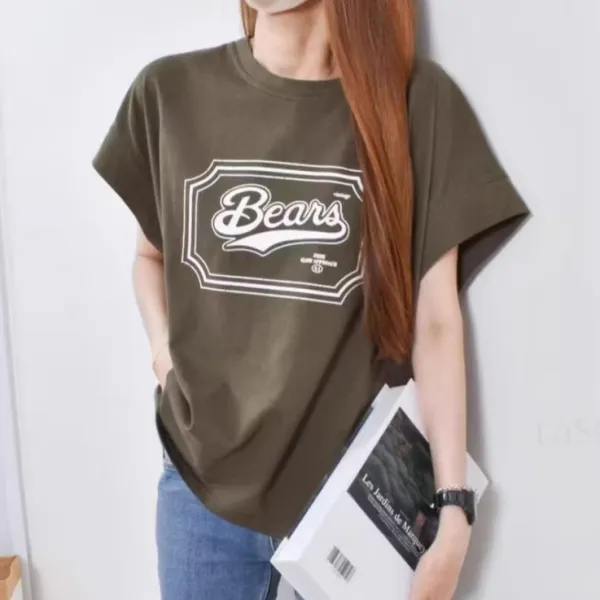 人気上昇中 半袖 プリント アルファベット ラウンドネック ドルマンスリーブ カジュアル Tシャツ