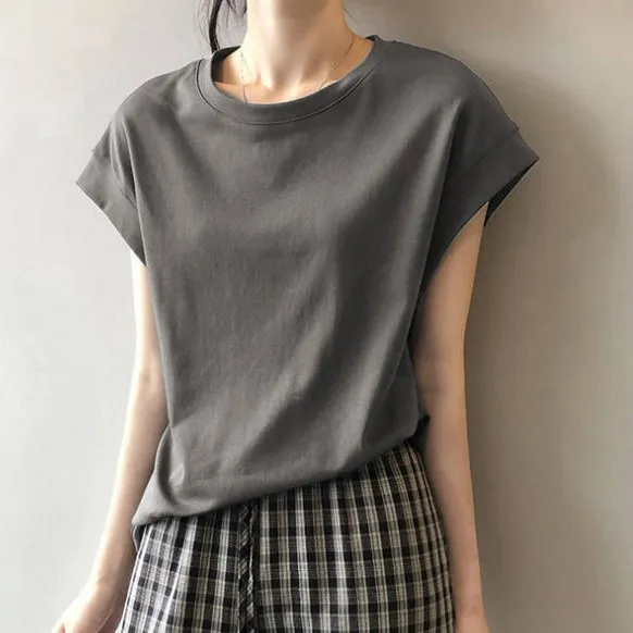 新品登場☆オススメ ラウンドネック 半袖 ミディアム丈 無地 ノーマルスリーブ シンプル Tシャツ