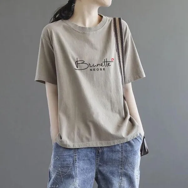Basic日常シンプル 絶対可愛い 今だけ超お得 プリント アルファベット カジュアル コットン Tシャツ