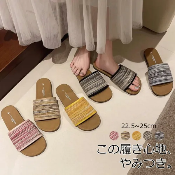 サンダル レディース スリッパ シューズ 春 夏 フラット サンダル フラットサンダル おしゃれ 靴 歩きやすい ローヒール 美脚靴 ミュール 滑り止め ビーチスリッパ トレンド 美脚 家用 室内 室外 散歩 旅行 プール 海 夏用 大人可愛い カジュアル シンプル 女性 送料無料