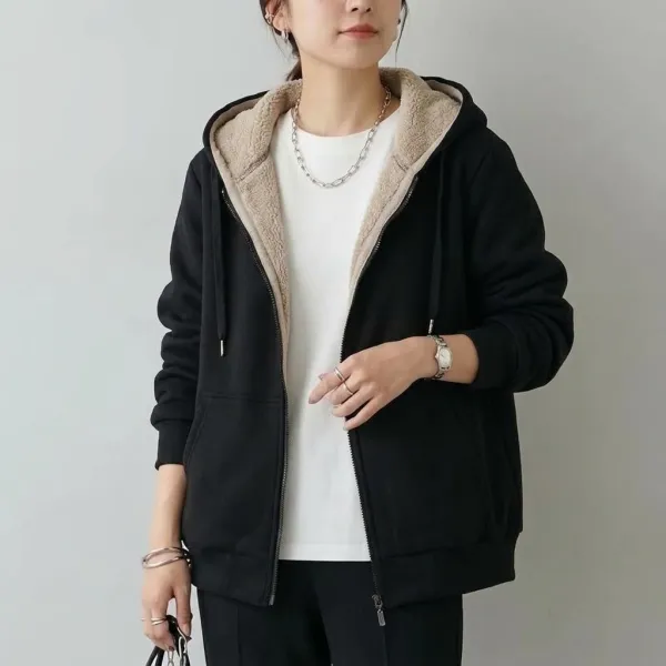 人気を獲得♡ 定番   ファッション 無地 ジッパー 黑  フード付き  秋冬   アウター