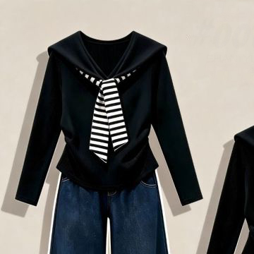 ブラック/リブトップス/单品