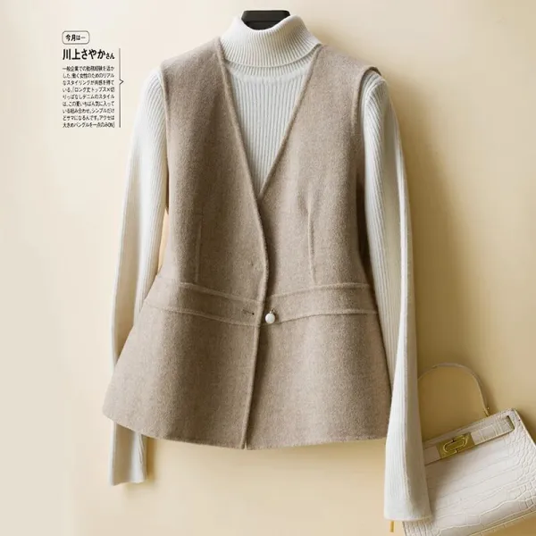 ツイード ノーカラーベスト レディース ジャケット ジレ 大きいサイズ ゆったり カジュアル 多色展開 M〜3XL